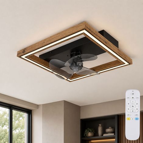Ventilatore da soffitto Ventilatore da soffitto LED dimmerabile con telecomando, 6 impostazioni di velocità, modalità estate/inverno, 24W 1000lm bianco caldo-bianco freddo, LxH 44 x 13,5 cm (1/4)