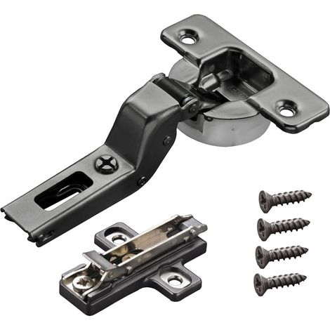 2 x Salice Topfband Serie 700 Titanium anthrazit mit Dämpfer im Topf 110° T48 Innenanschlag inkl. Kreuz-Montageplatte Höhe 3 mm mit Euroschrauben und Exzenterverstellung Topfscharnier von SOTECH (1/5)