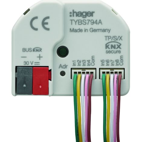 Module 4 entrées + 4 sorties LEDs, à encastrer, KNX - HAGER TYBS794A
