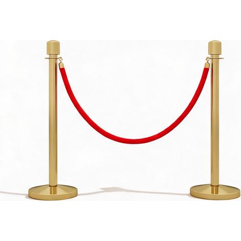 Postes séparateurs acier Ø32 x 96 cm corde velours oro (1/5)