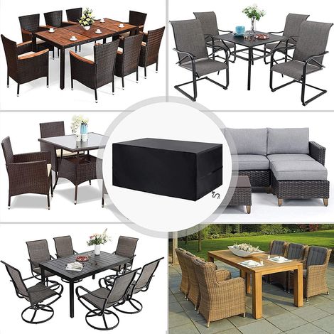 Housse Salon de Jardin, Couverture de Protection Meubles Bâche Salon de Jardin Imperméable Anti-UV, Bache Table Exterieur (Schwarz, 21012080cm)