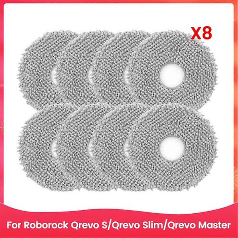 Packung mit 8 Ersatztüchern für die Saugroboter Roborock Qrevo S, Qrevo Slim und Qrevo Master.