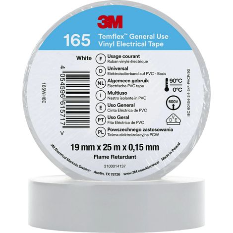 3M Temflex™ 165 165WH6E Ruban isolant Temflex™ 165 blanc (L x l) 25 m x 19 mm 1 pc(s)