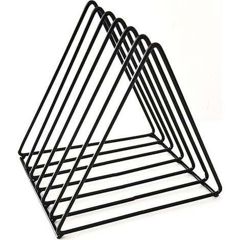 Organiseur de bureau triangulaire, porte-revues en métal, 6 compartiments, rangement décoratif, organiseur de disques, porte-archives (1/5)