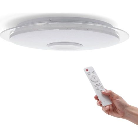 Plafonnier LED dimmable 25W, température et couleur de lumière RGB+CCT personnalisables, angle 180°, IP20, télécommande et application, pour la salle de bain et la chambre, LM6610 (1/5)