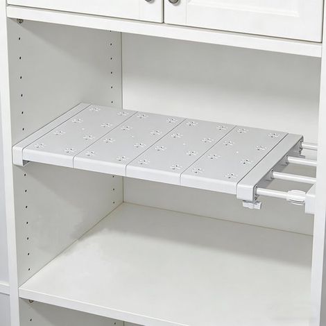 Étagère de rangement réglable - Séparateur extensible - Tringle à vêtements sans perçage - Organisateur d'étagère pour armoire, placard, bibliothèque - Agencement compartimenté - Étagères extensibles (1/5)