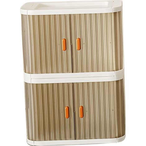 Faltbare Aufbewahrungsbox für den Schreibtisch mit 2-Wege-Rolltür, stapelbar, großes Fassungsvermögen, für Make-up und Küche, 2 Stück (26,8 x 16,3 x 36,4 cm) (1/5)