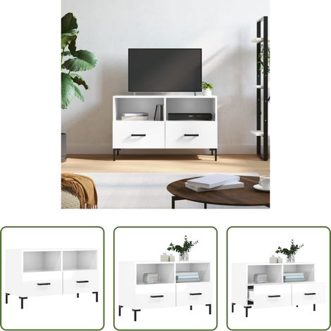 Hochglanz-Weiß - TV-Schrank Hochglanz-Weiß 80x36x50 cm Holzwerkstoff (1/5)