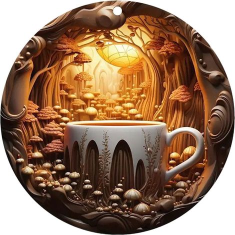 Pendentif Arbre De Noël - Bois Naturel - Décoration Intérieure Et Voiture - Forme Ronde - 8 x 8 x 1 cm - 1 Pièce (1/5)