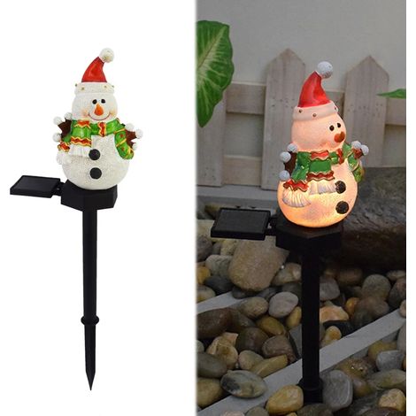 Lumières solaires de bonhomme neige Noël jardin extérieur décoratives au sol (1/5)