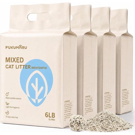 Mixed Tofu Cat Litter, 10.8 kg Clumping Cat Litter, Odor Control, Dust Free and Ultra-Absorbent, White Tea Scent (1/5)