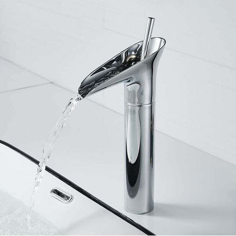 Waschtischarmatur aus Chrom, Wasserfall-Waschtischarmatur, Retro-Einhebel-Waschtischmischer aus Chrom, Aufsatz-Waschtischarmatur aus Messing, Handwaschtischarmatur (1/5)