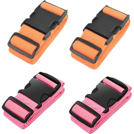 Lot de 4 (1,8 m, 43 mm) sangles à bagages, sangles de valise réglables en plastique avec boucle pour accessoires de voyage