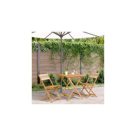 Ensemble de bistro 3 pcs beige polypropylène et bois massif (1/5)