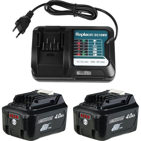 Powerwings – Batterie 2X 4,0Ah 10,8V 12V pour Makita – Compatible avec BL1021B BL1041B BL1020B BL1040B – Chargeur DC10WD DC10SB DC10WC inclus