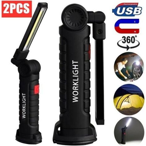 Baladeuse de chantier COB Torche Rechargeable Lampe de Travail d'Inspection Flexible - 2PC (1/4)