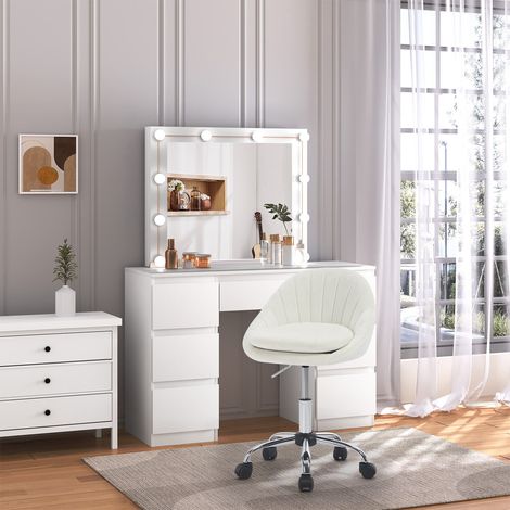 WOLTU Bürostuhl Ergonomischer,Bürostuhl Schminkstuhl drehbar, Schreibtischstuhl mit Rollen, bis 150 kg belastbar, Drehstuhl für Arbeitszimmer Schlafzimmer, Samt, Beige (1/5)