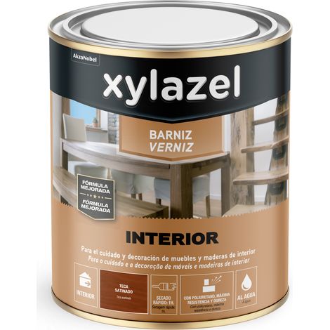 Barniz interior al agua satinado xylazel 750 ml teca
