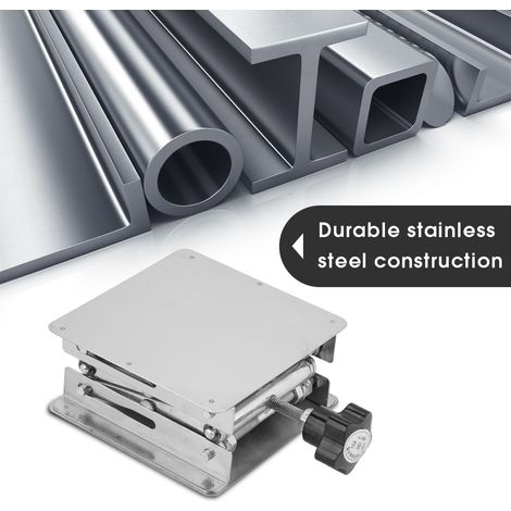Support élévateur en acier inoxydable pour laboratoire, table élévatrice à ciseaux 100x100 mm, plateau réglable (1/5)