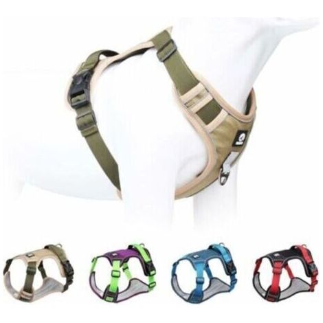 Harnais pour chien Harnais anti-traction pour chien moyen Harnais de sécurité anti-traction Harnais pour chien Harnais tactique pour chien Grand chien Réglable Réfléchissant Kaki M (1/4)