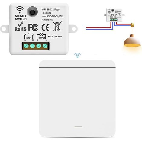 [NEVER USED] Wireless switch with receiver, 433 MHz, AC85-265 V, wireless two-way switch, wireless lighting switch, no wiring required