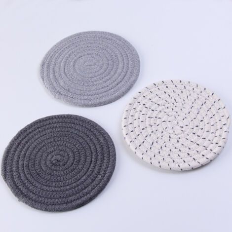3 Set de Table Tressé Résistantes à la Chaleur, Antidérapants Table Napperons pour Table de Salle à Manger, Intérieur et Extérieur, Beige (1/4)