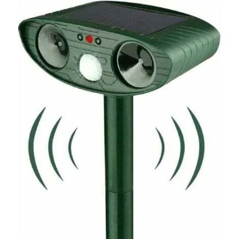 Répulsif solaire pour chats, répulsif ultrasonique pour chats, destructeur de souris ultrasonique avec détecteur de mouvement, répulsif extérieur étanche pour chats, chiens, rats et autres animaux de (1/3)