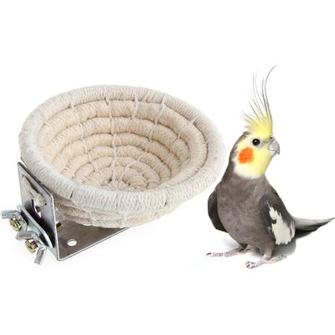 Nid d'oiseau tissé pour la nidification, petite cage à perroquet, nichoir, conception artisanale en corde de lin offrant à votre oiseau le plaisir de grimper et de mordiller, ainsi que de la chaleur. (1/5)