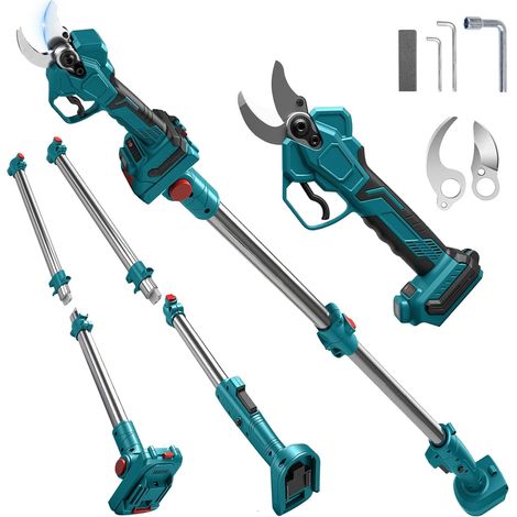 Akkubetriebene elektrische Gartenschere, kompatibel mit Makita 18V, 65 mm 2-in-1 Teleskop-Gartenschere mit LCD-Bildschirm, bürstenloser Motor für Gartenarbeit, Weinreben und Obstbäume (Akku nicht im L (1/5)