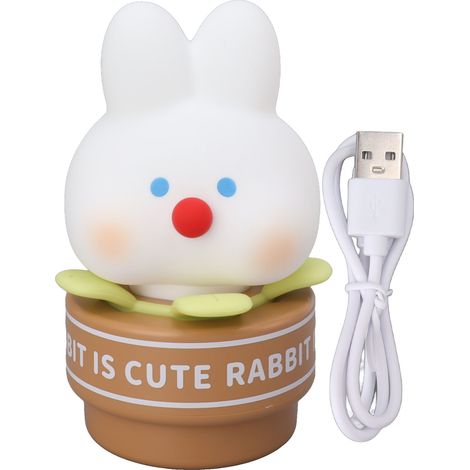 Lampe de bureau USB rechargeable pour enfants - Lapin en silicone, 3 niveaux de luminosité, veilleuse décorative (1/5)