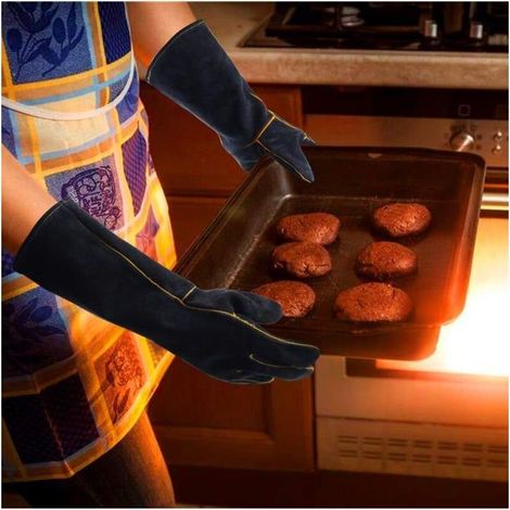 Schweißerhandschuhe aus Leder 932 HF, Hochtemperatur-Küchenhandschuhe zum Schweißen, Grillen, für den Backofen und Gartenarbeit, 40 cm (1/5)