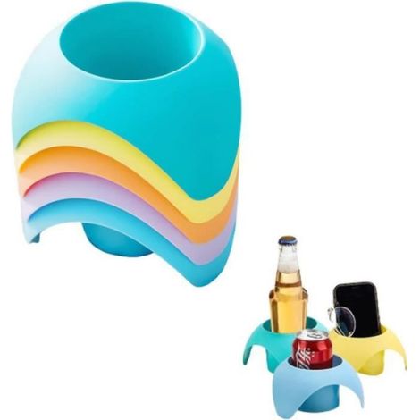 Porte-Gobelets - Plastique ABS - Pour Plage Et Camping - Bleu - 1 Pièce (1/4)