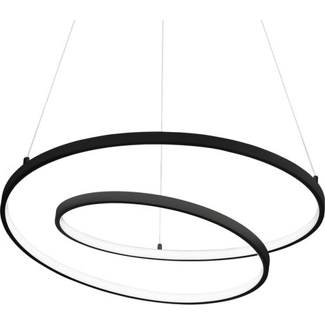 Ideal Lux OZ Dimmbare Swirl 80cm integrierte LED-Pendel-Deckenleuchte Schwarz, 3000K (1/2)