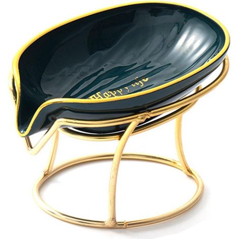 Porte-savon vert pour salle de bain, sans perçage, avec égouttoir et rangement. (1/5)