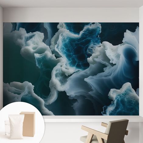 Papier peint intissé décoratif pour salon chambre et cuisine Facile à poser avec colle Vagues marines 152x104 cm (1/5)
