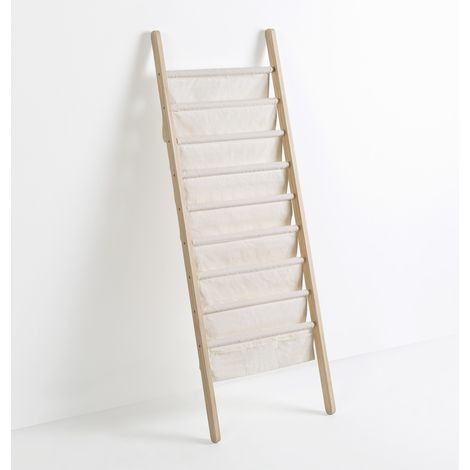 Vs Venta-Stock – Porte-revues en tissu polyester et bois de pin massif – 8 sections murales – Design moderne pour rangement efficace