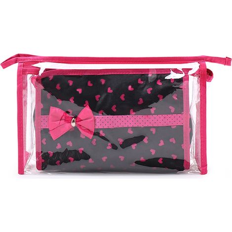 Lot de 2 trousses de toilette réutilisables en plastique transparent pour filles et femmes (n° 6) (1/5)