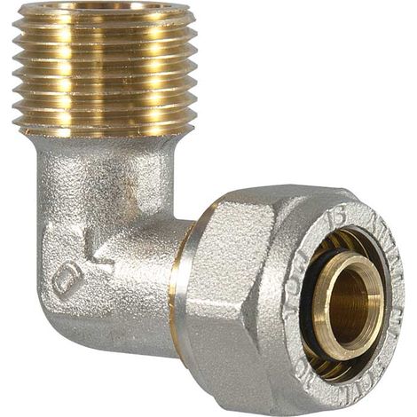 "RACCORDO CURVO MASCHIO A COMPRESSIONE PER TUBO MULTISTRATO TDM 3/4"""" x Ø16 (2,0) mm"