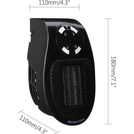 NEÜFU 500W Mini Chauffage électrique Soufflant Radiateur Prise EU LED télécommande Noir (1/4)