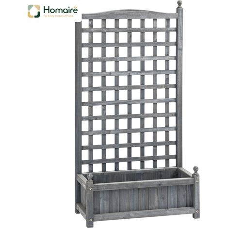 HOMAIRE Pflanzkasten en bois hellgrau avec treillis pour plantes grimpantes, idéal pour jardin et balcon