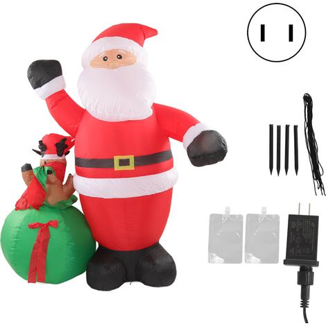 Gonflable Père Noël Élan avec LED intégré, résistant aux intempéries et aux décolorations, décoration de Noël pour jardin et pelouse, prise US 100-240V (1/5)