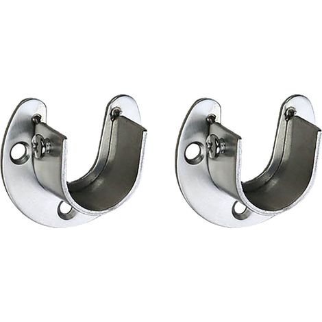 Support De Barre De Placard - En Acier Inoxydable - Pour Barre Jusqu'à 32 Mm - Fixation Murale À 3 Trous - Lot De 2 (1/3)
