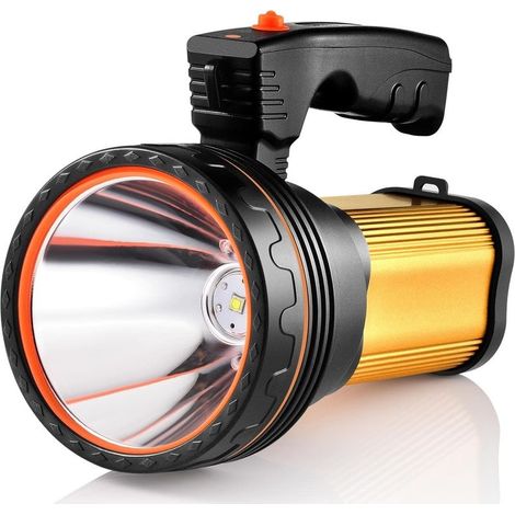 Lampe Torche LED 7000 Lumens Rechargeable Étanche IPX4 Lampe Camping Portable 6000mAH Lampe Camping Projecteur Portable (Golden) (1/5)