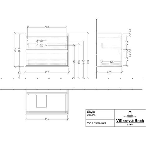 Villeroy & Boch C79800VR Lavabo US Skyla C79800 772x596x