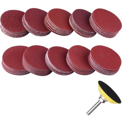 Kit de 100 disques abrasifs de 25 mm, grains 100, 180, 240, 1500 et 3000, avec plateau rotatif pour Dremel. Idéal pour le fraisage, la gravure et le meulage.