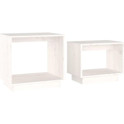 Maison Exclusive - Tables basses gigognes 2 pcs Blanc Bois de pin massif (1/5)