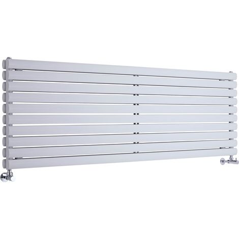 Milano Aruba White Horizontal Double Oval Panel Radiator - 590mm x 1780mm