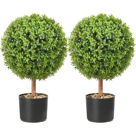 Pianta Artificiale in Bosso 2 Alberi 559 mm Piante Finte Topiaria (1/5)