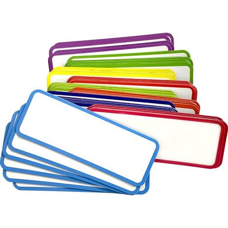 Étiquettes magnétiques effaçables, 54 pièces, étiquettes nominatives, inscriptibles et réutilisables, pour tableaux blancs et réfrigérateurs, 8 x 3 cm, 9 couleurs (1/5)