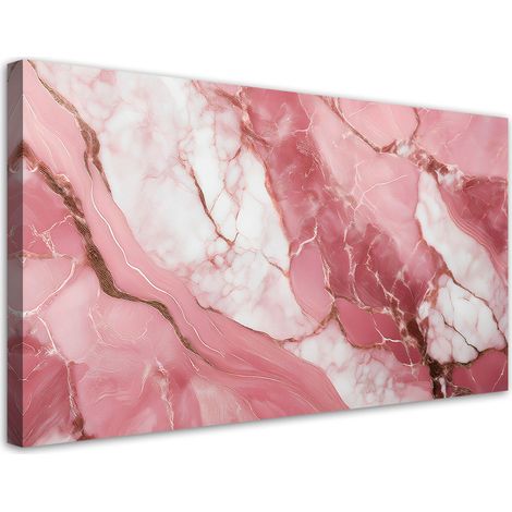 Tableau déco Pierre de marbre rose avec éléments or 80x40 (1/5)